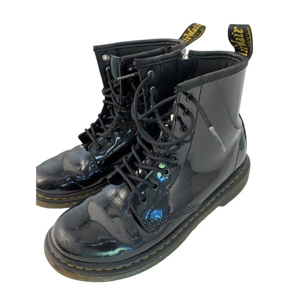 Dr. Martens Junior 1460 J Patent Leather Combat Boots Size 4 M / 5 L GUC 7482 - Picture 14 of 15